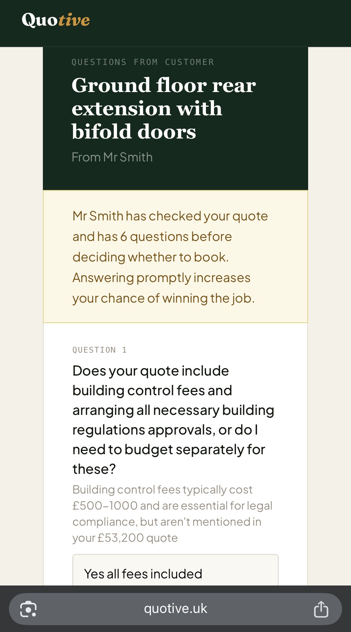 Answering questions on mobile